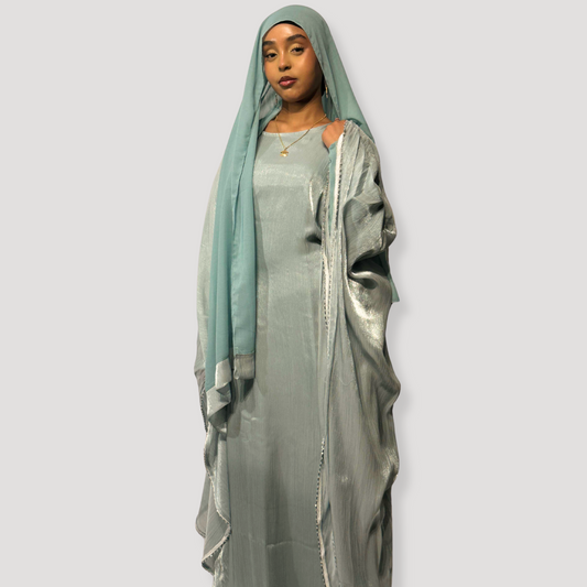 Mint Butterfly abaya